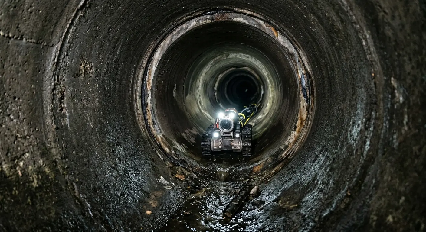 Robotic sewer camera inspecting pipe interior for Drain Snake Service in Knoxville
