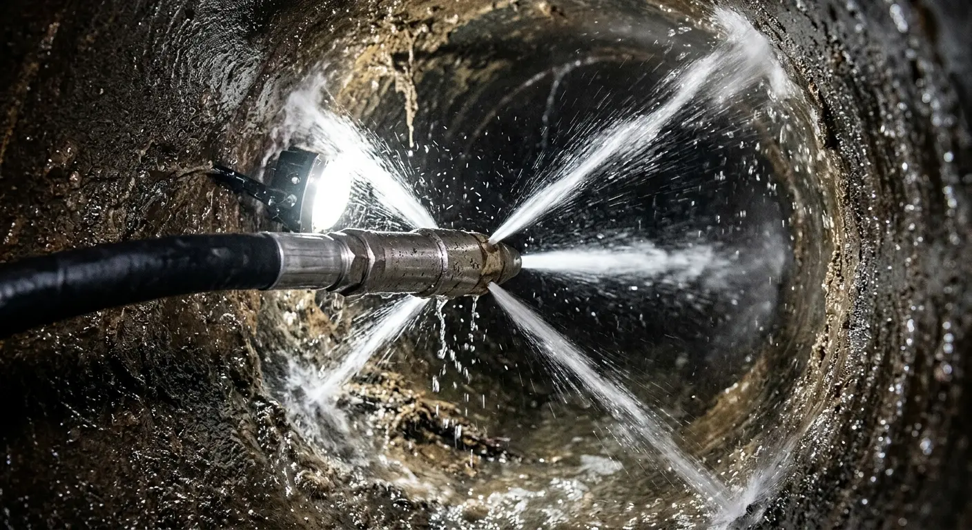 High-pressure hydro jetting nozzle cleaning sewer pipe for Storm Drain Cleaning in Knoxville
